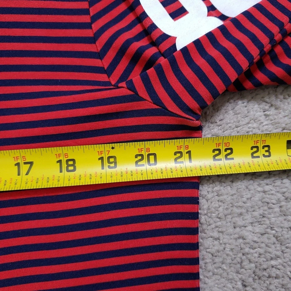 Pearly Gates Shirt Men 6 2XL Red Navy Stripe Mock Rugby Anime Stretch Cutsew - Picture 8 of 14